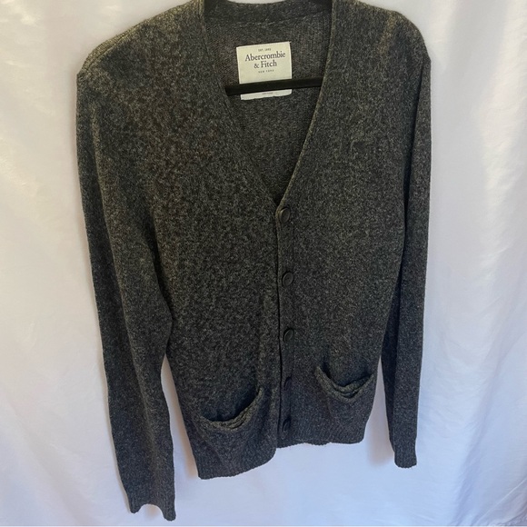 Abercrombie & Fitch Cardigan Medium Front Pocket Academia Sweater Grandpacore - Picture 3 of 16
